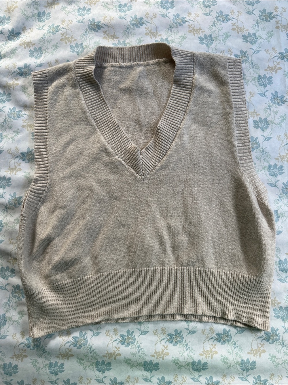 YesStyle Women's V-Neck Knit Vest in Light Beige